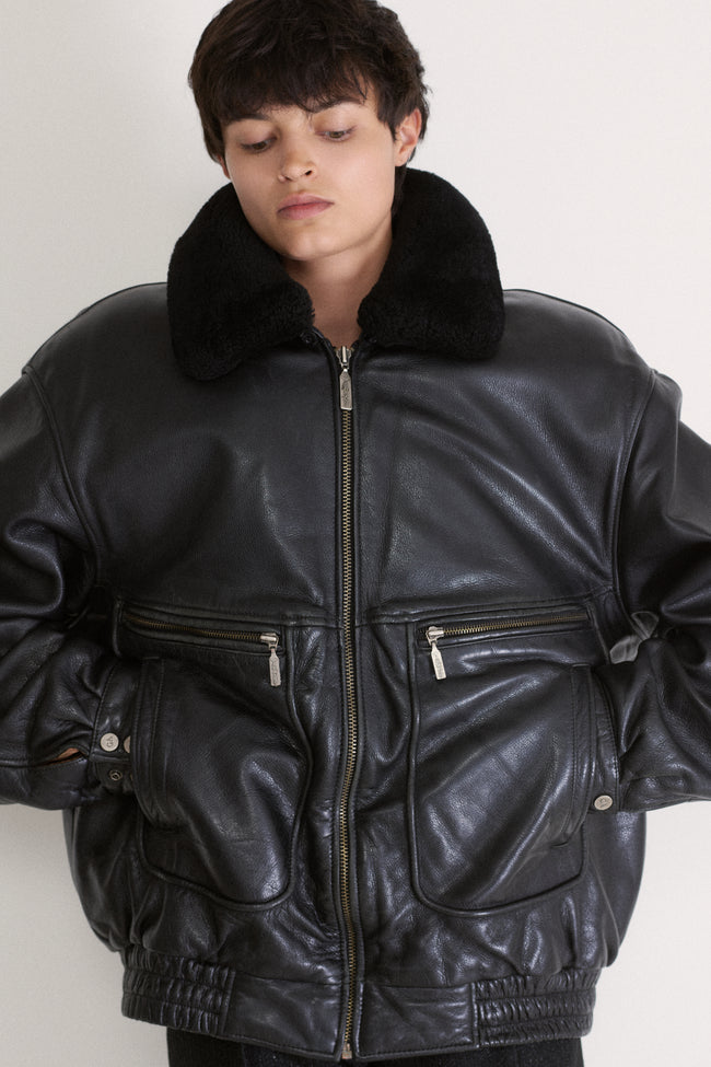 Armani Leather Bomber - Desert Vintage