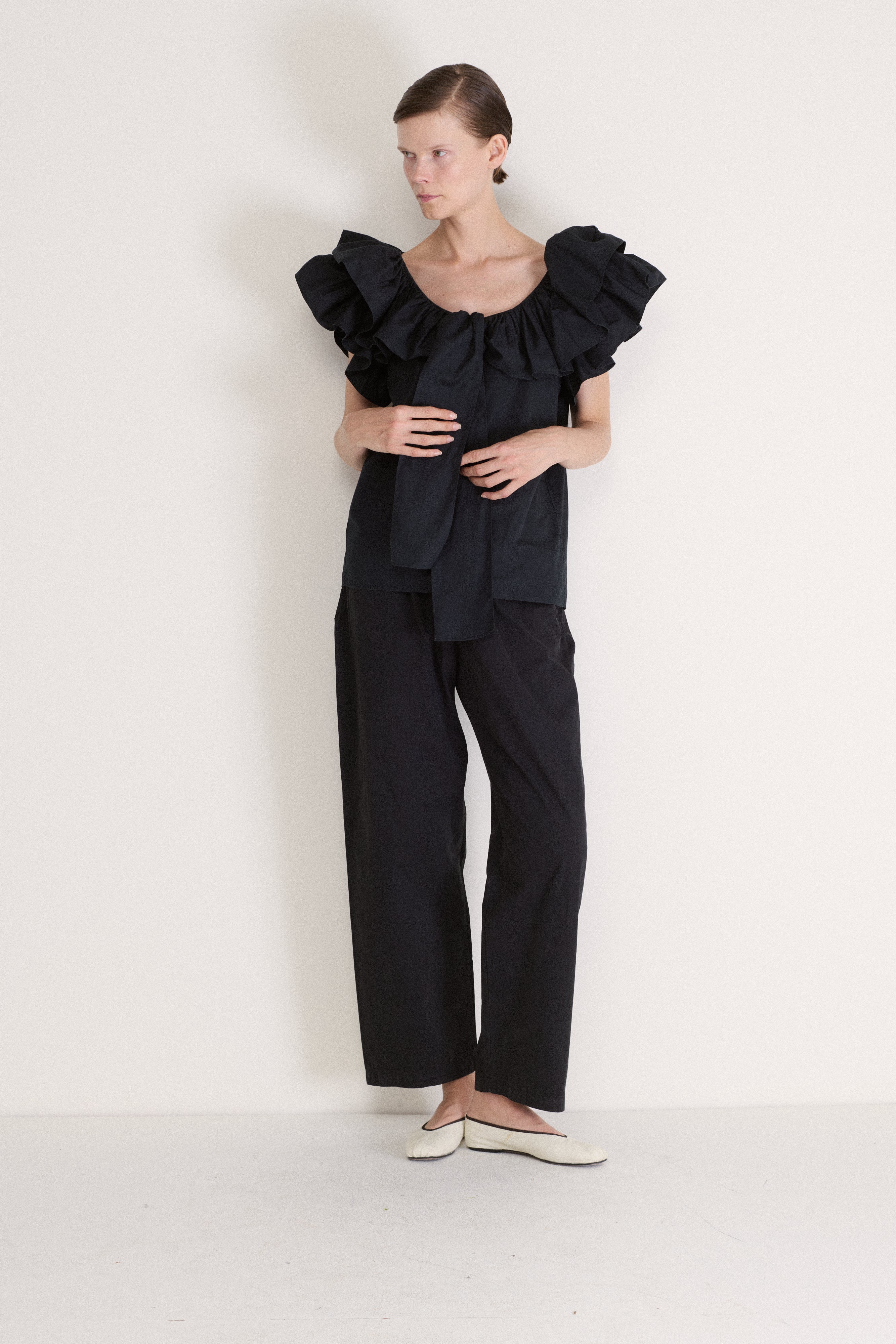Ysl Cotton Ruffle Blouse - Desert Vintage