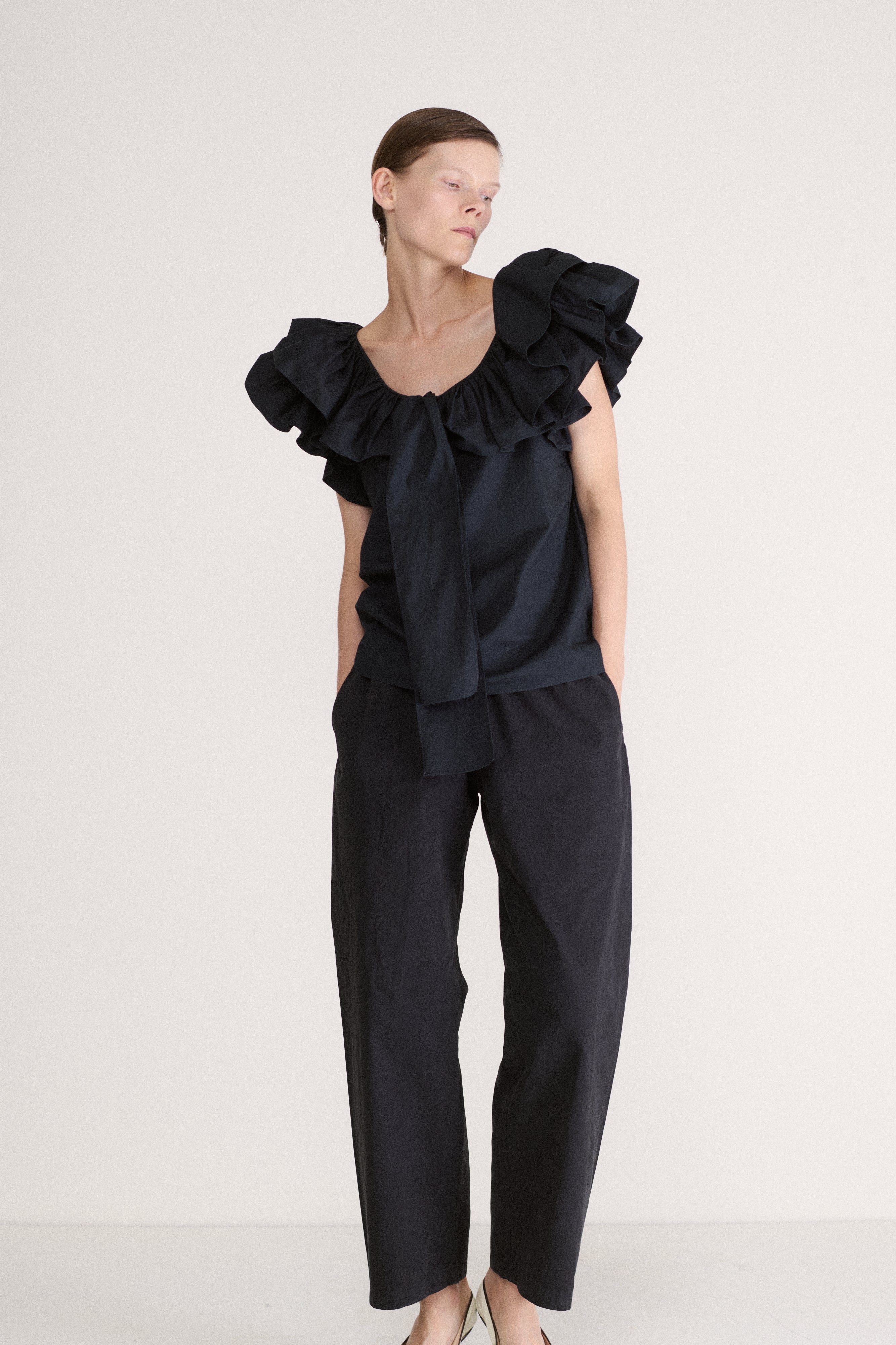 Ysl Cotton Ruffle Blouse - Desert Vintage