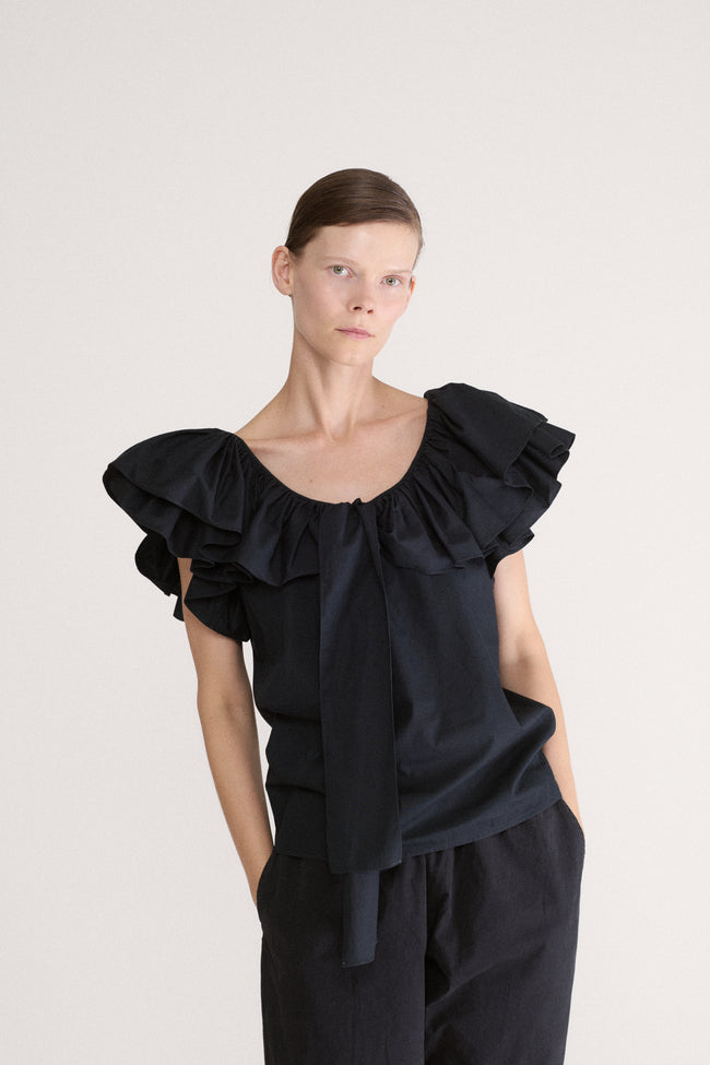 Ysl Cotton Ruffle Blouse - Desert Vintage