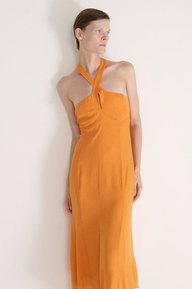 Ferré Orange Silk Dress - Desert Vintage