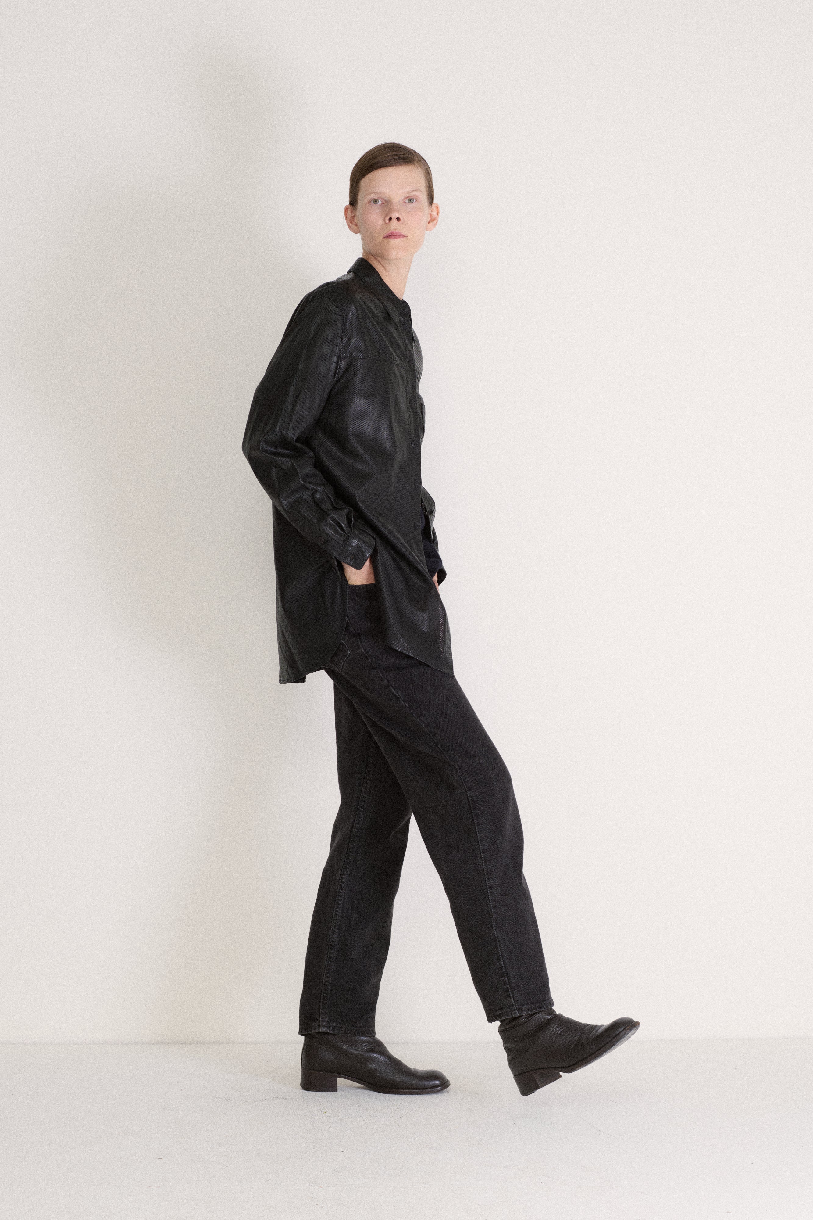 Donna Karan Leather Button Down - Desert Vintage