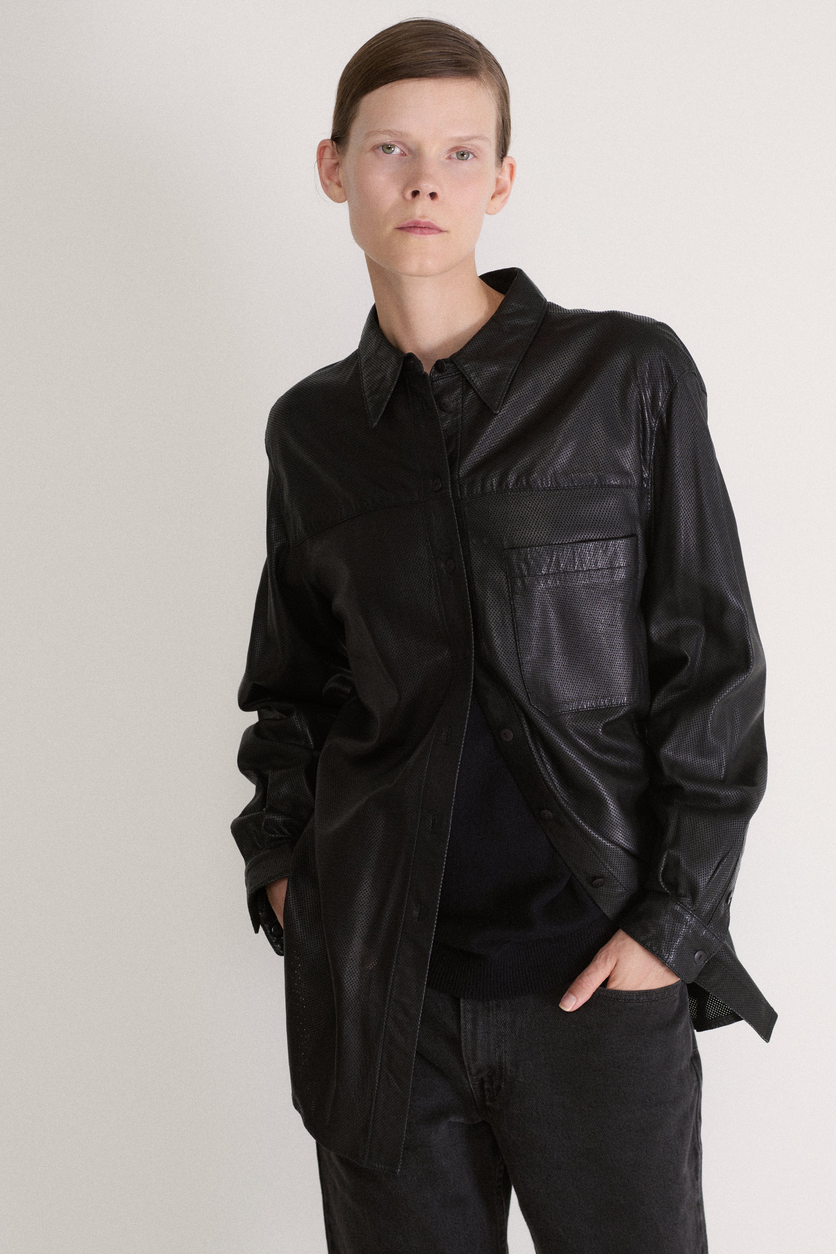 Donna Karan Leather Button Down - Desert Vintage