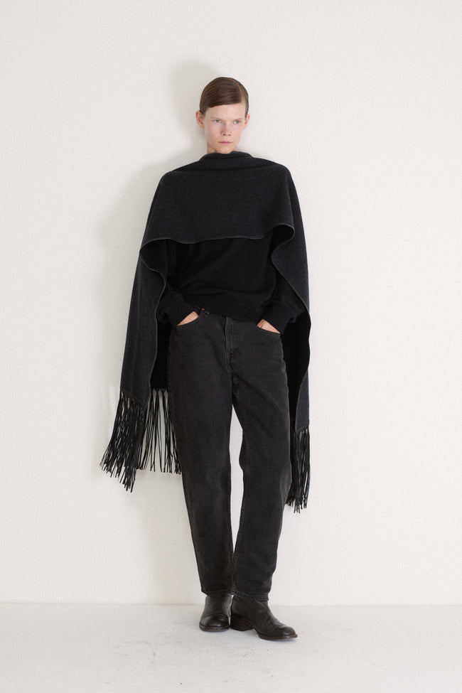 Cashmere and Leather Fringe Scarf - Desert Vintage