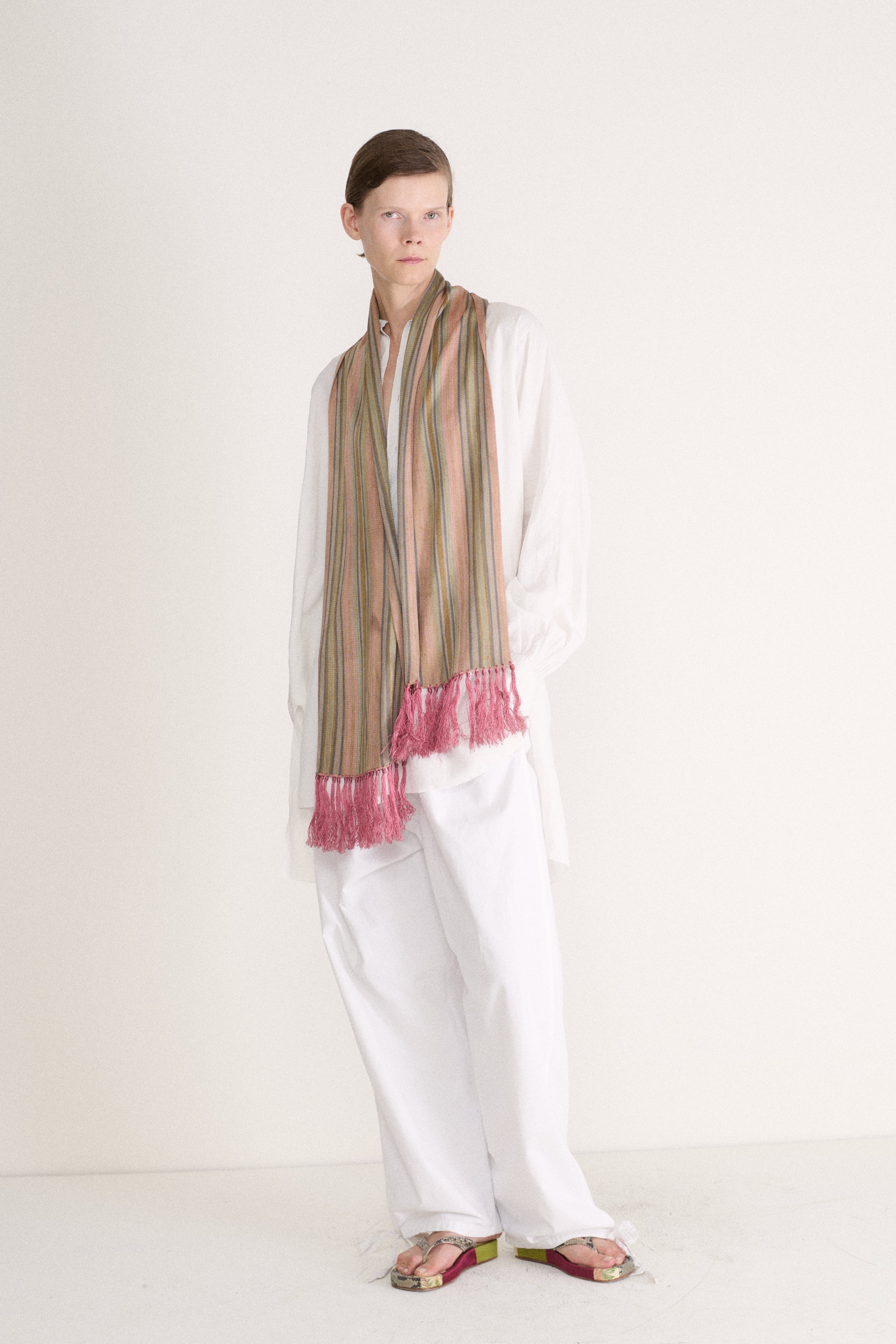 Antique Silk Stripe Scarf - Desert Vintage