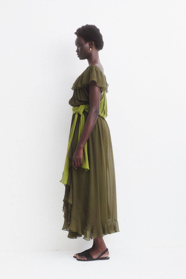 Ysl green chiffon gown - Desert Vintage
