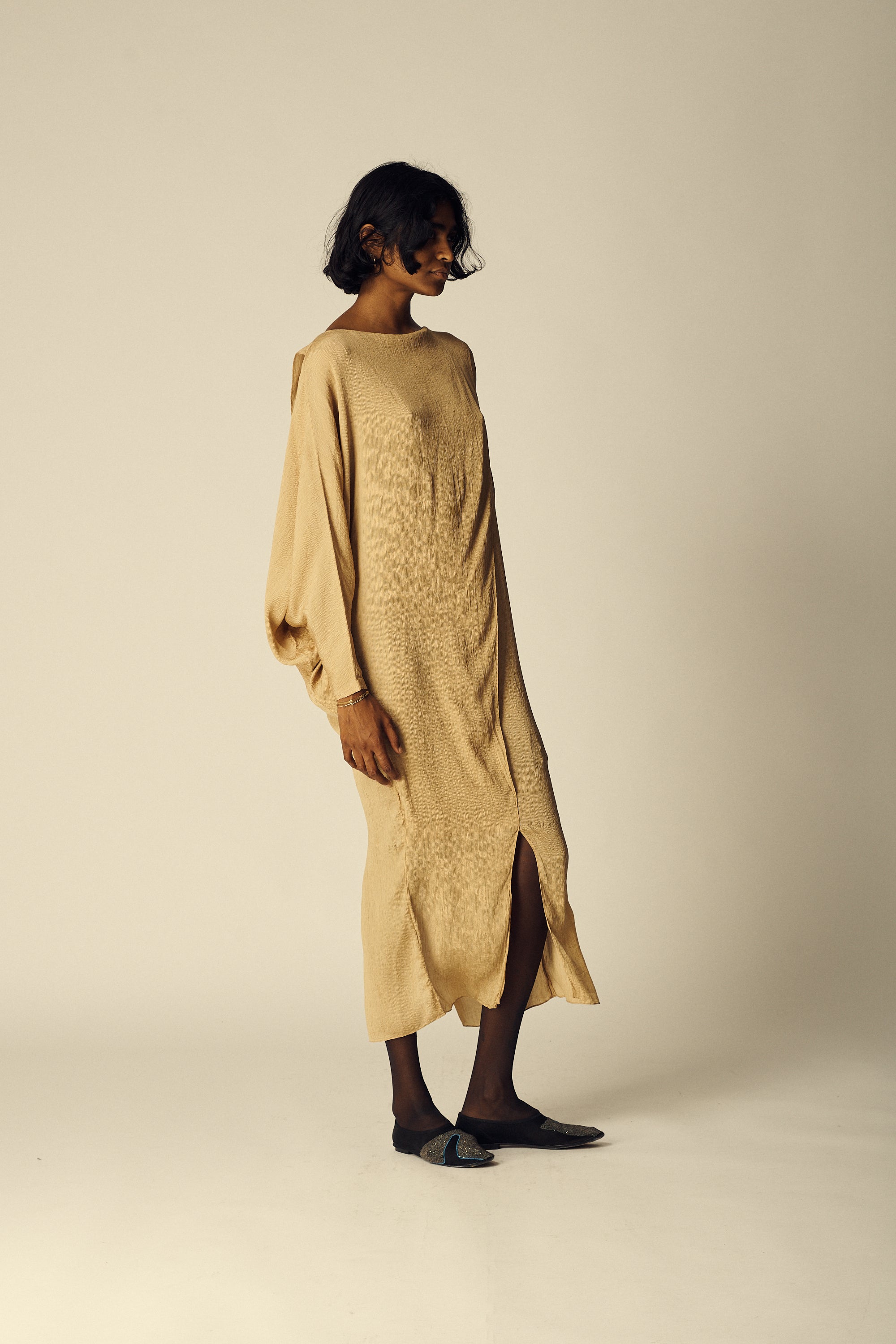 1980s Shamask Textured Silk Caftan - Desert Vintage