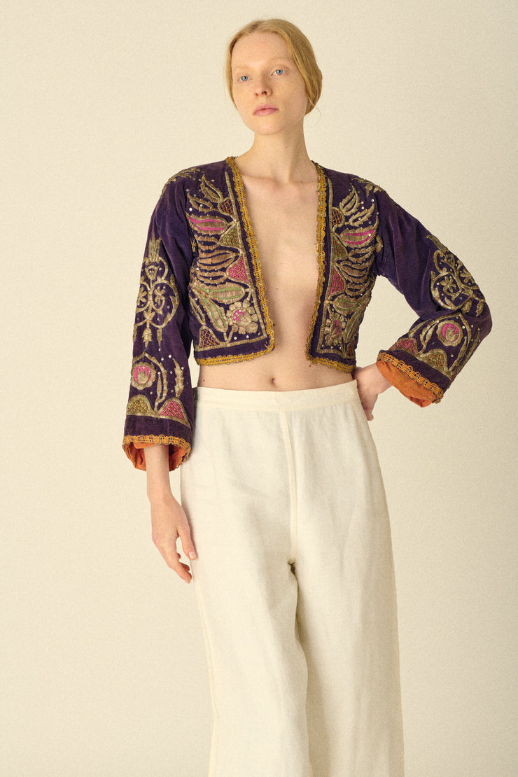 Antique Embellished Velvet Bolero - Desert Vintage