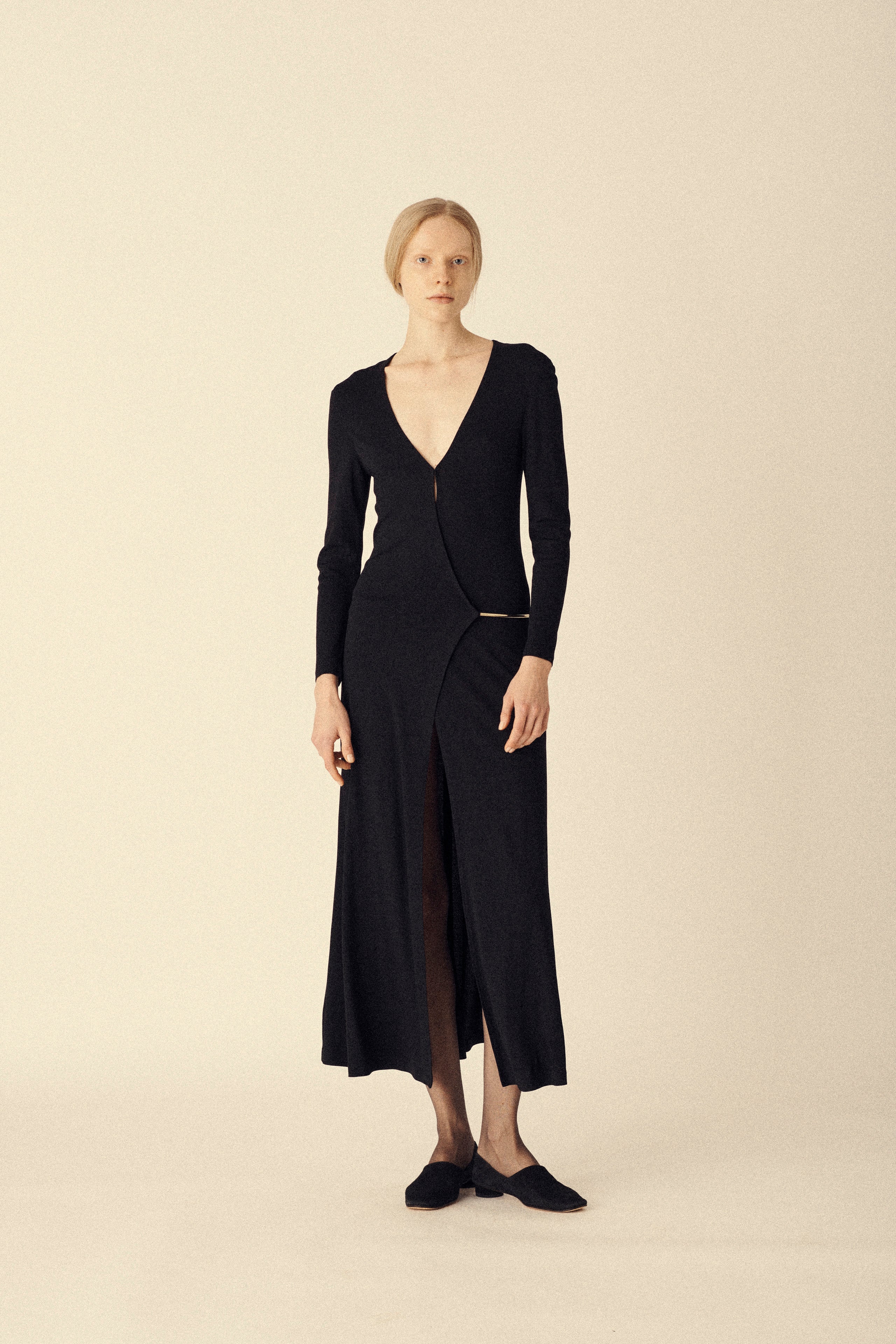 Donna Karan Black Jersey Wrap Dress - Desert Vintage