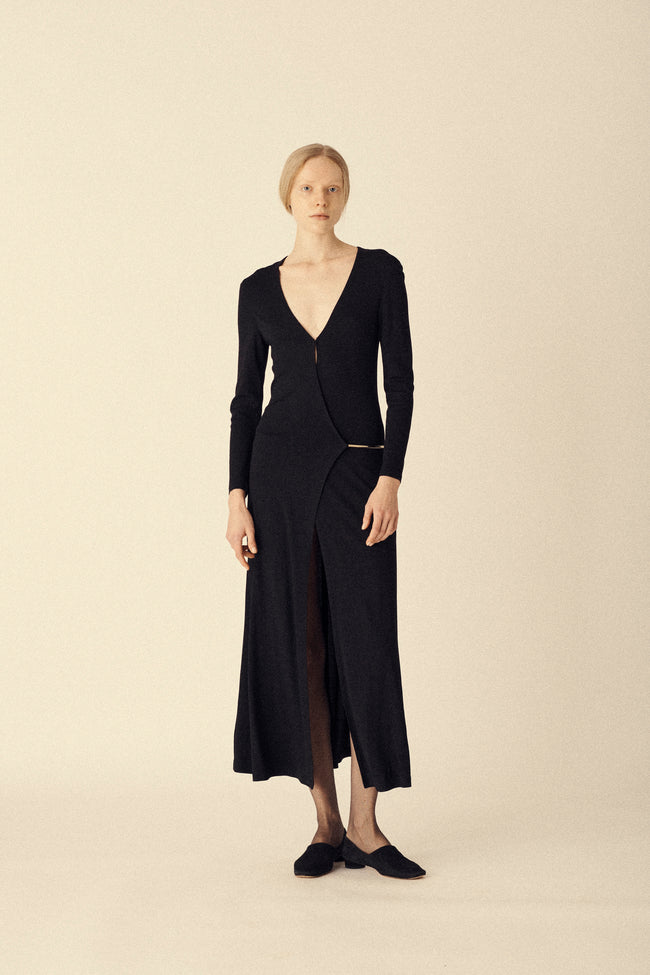 Donna Karan Black Jersey Wrap Dress - Desert Vintage