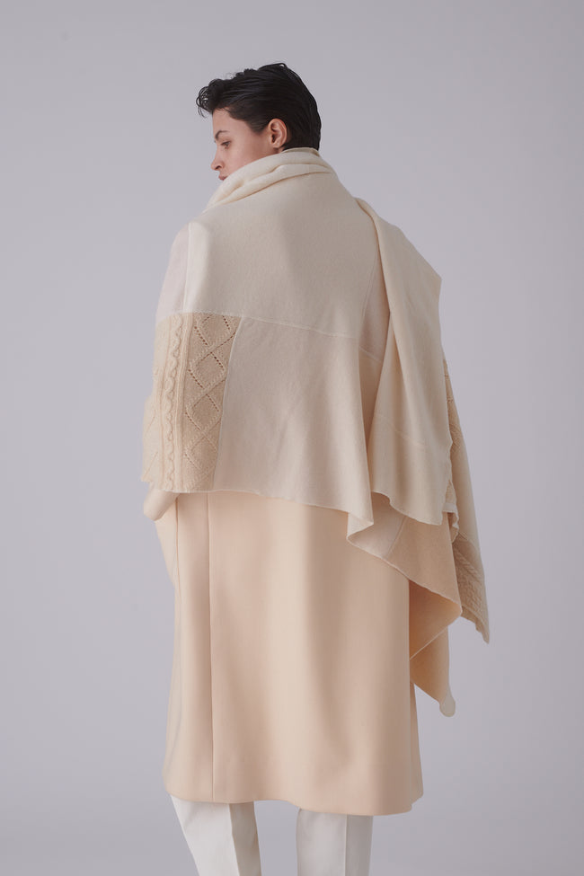 Ivory Pieced Cashmere Shawl - Desert Vintage