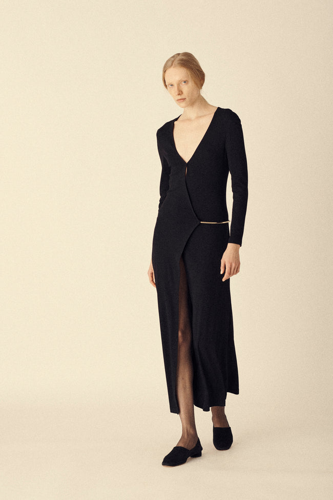 Donna Karan Black Jersey Wrap Dress - Desert Vintage