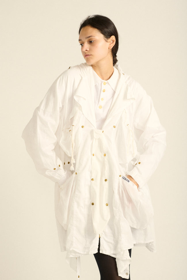 Goldie White Cotton Parka - Desert Vintage