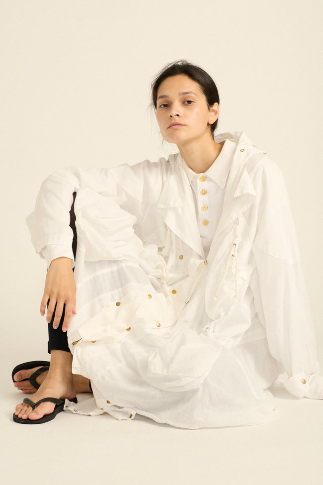 Goldie White Cotton Parka - Desert Vintage