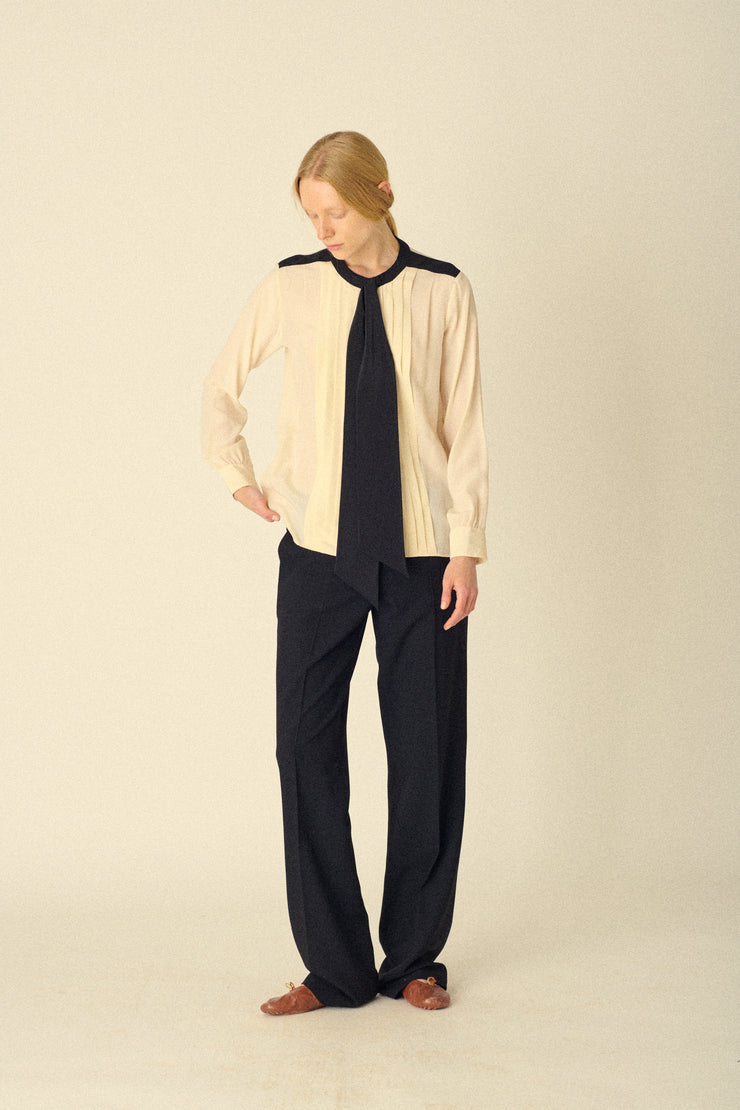 Ysl Black and Ivory Blouse - Desert Vintage