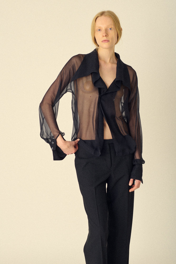 Claud Montana Black Chiffon Blouse - Desert Vintage