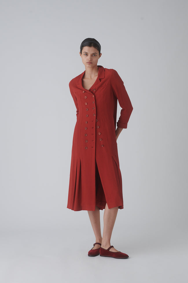 Chloé Wool Crepe Button Front Dress - Desert Vintage