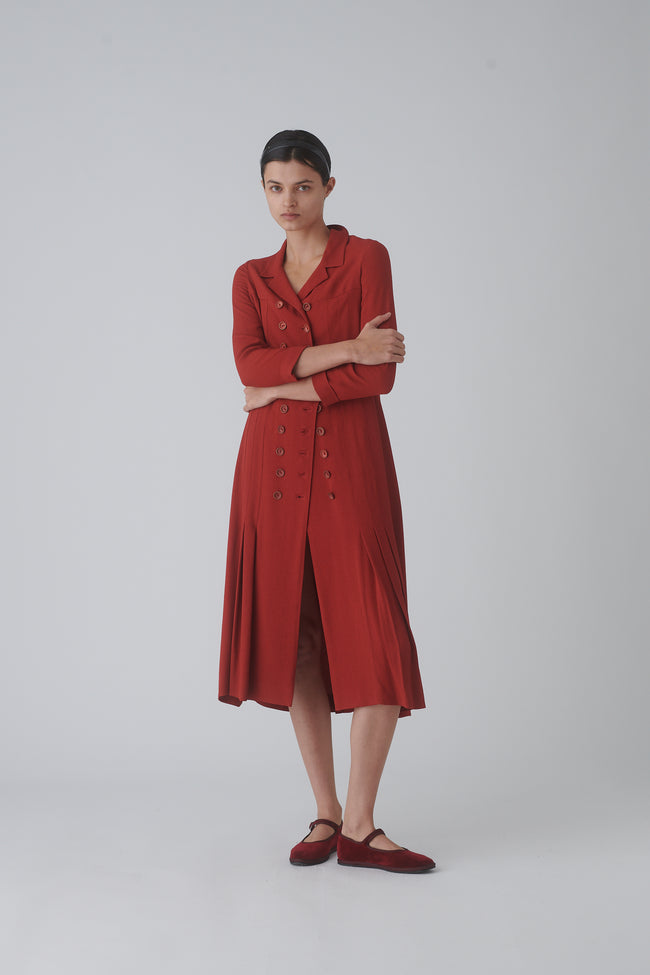 Chloé Wool Crepe Button Front Dress - Desert Vintage