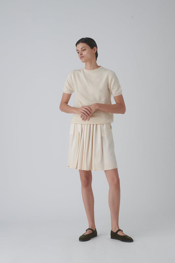 Ivory Cashmere Short Sleeve Pullover - Desert Vintage