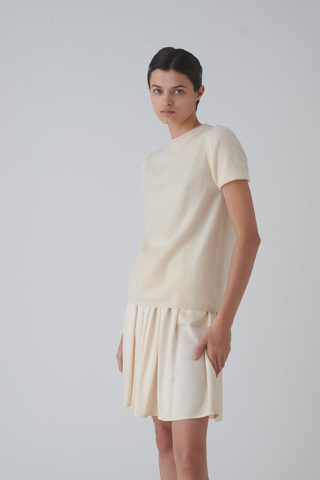 Ivory Cashmere Short Sleeve Pullover - Desert Vintage