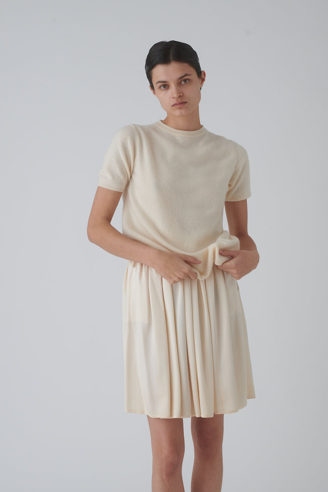 Gathered Ivory Silk Skirt - Desert Vintage