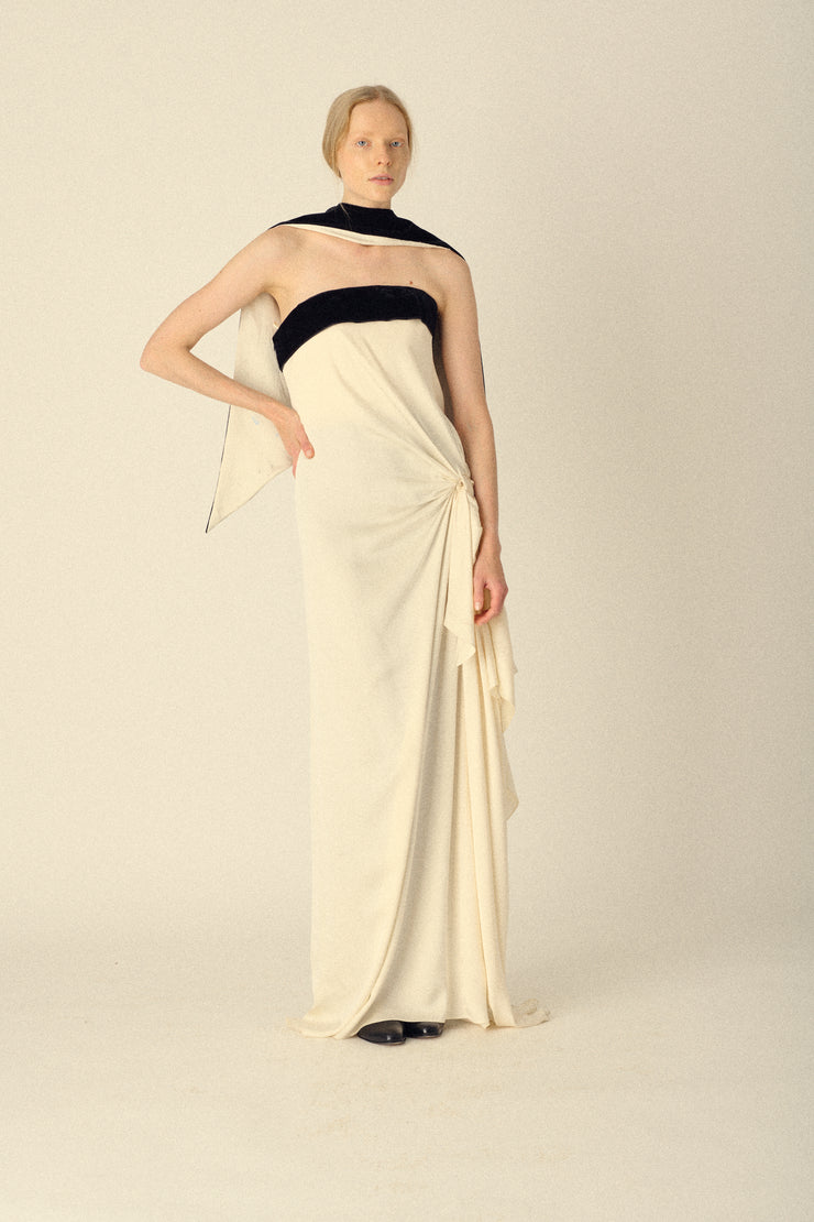 Ysl Black Silk Velvet Gown - Desert Vintage