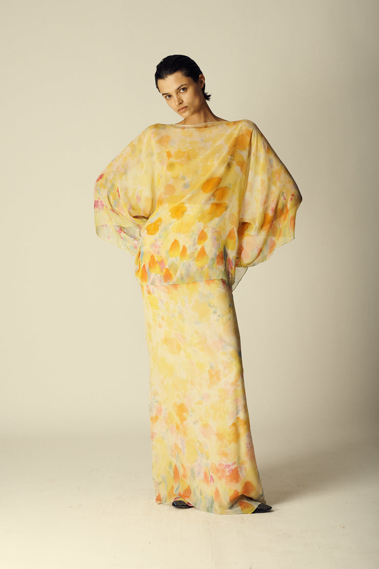 Halston Hand Painted Silk Chiffon Ensemble - Desert Vintage