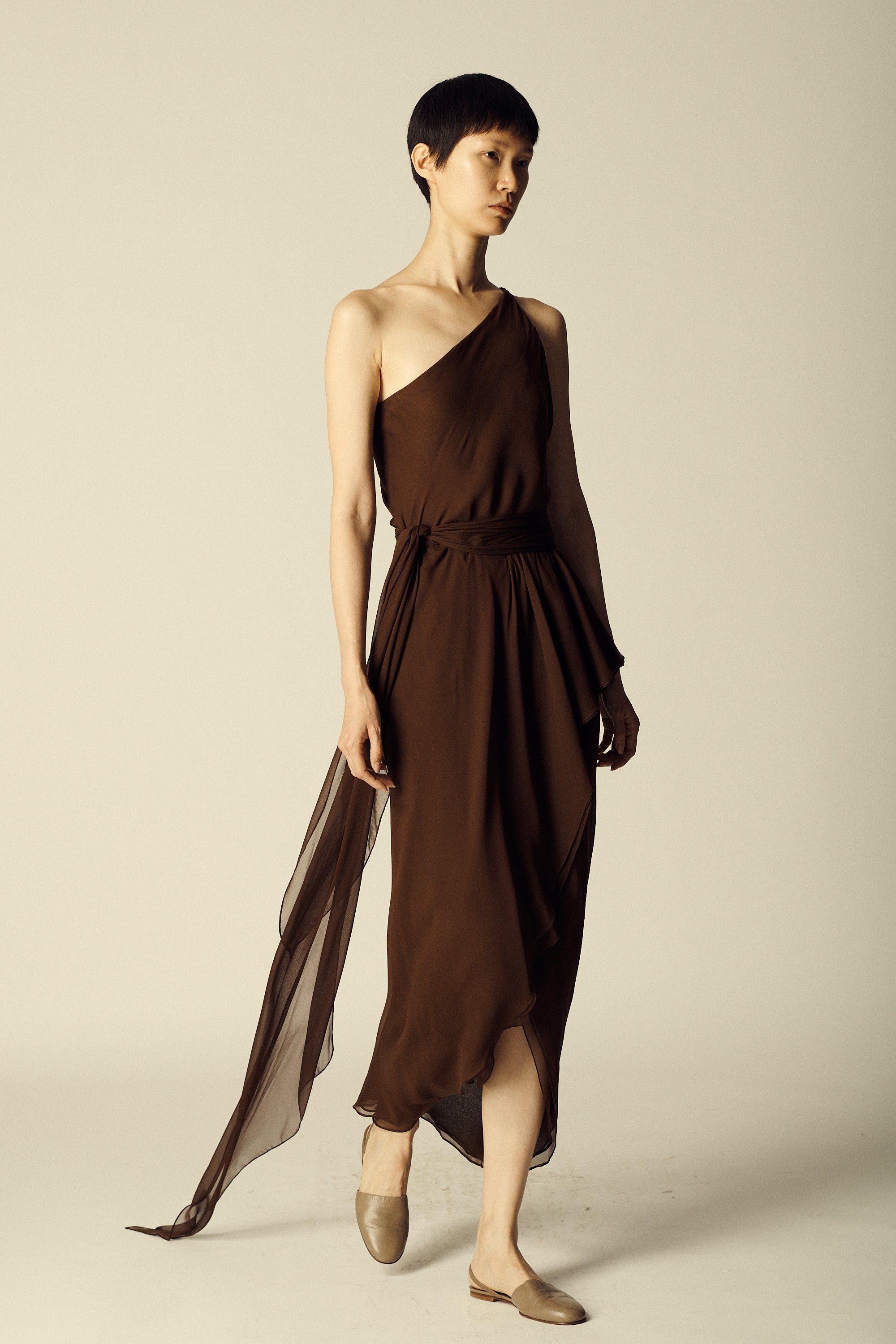 Halston Chiffon Bias Cut Dress - Desert Vintage