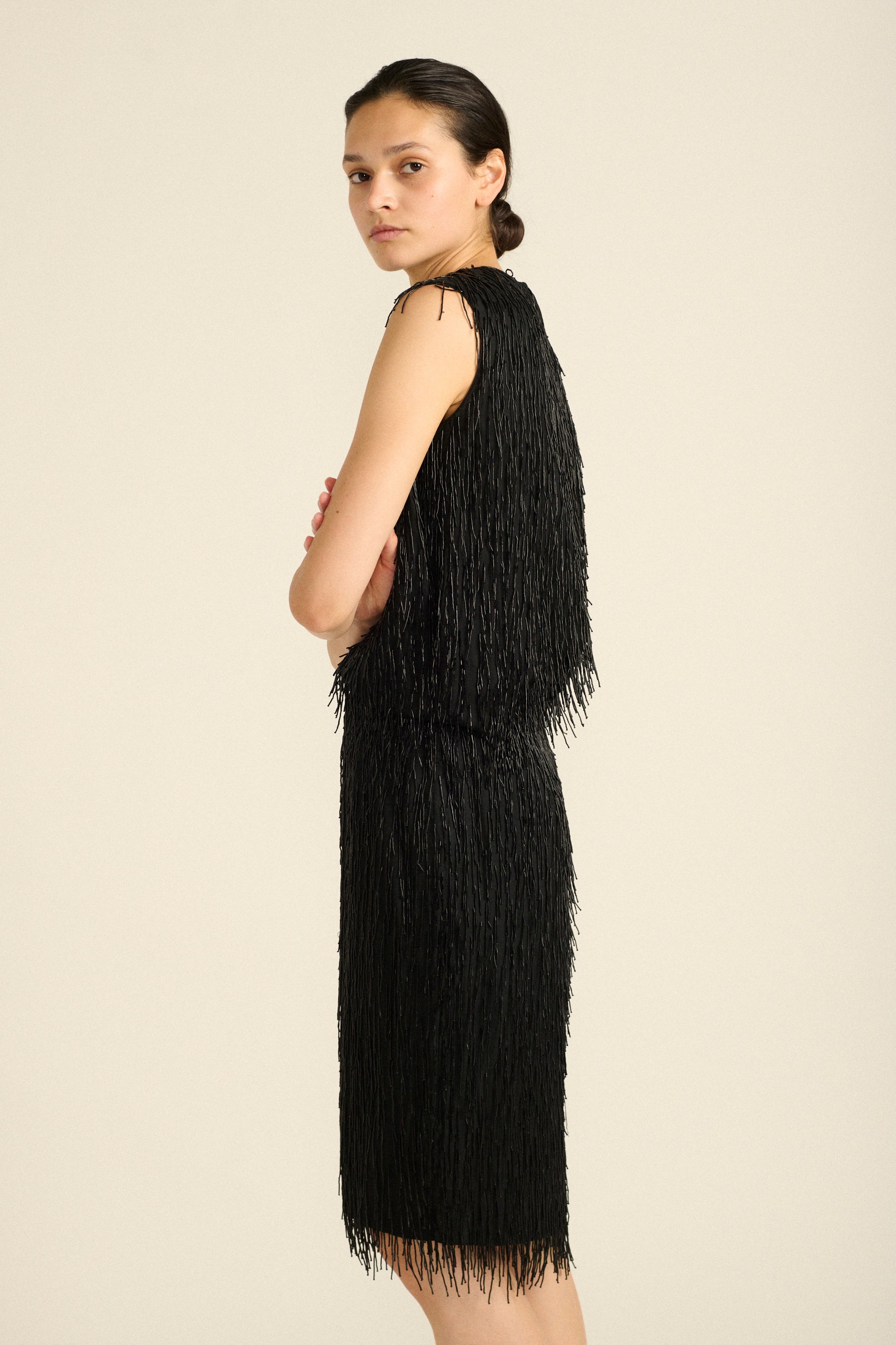 Black Beaded Silk Ensemble - Desert Vintage