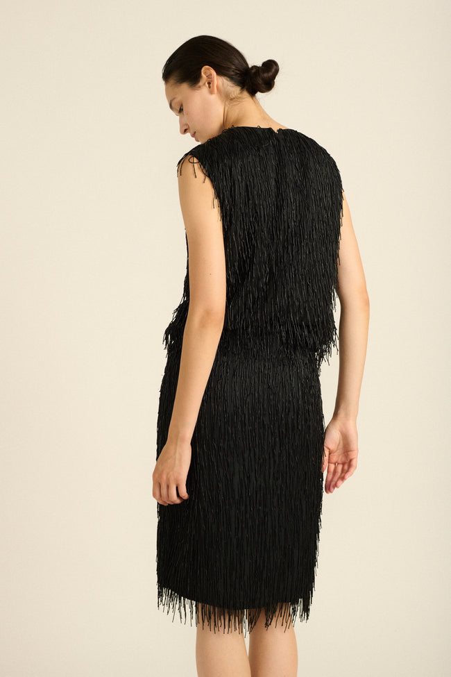 Black Beaded Silk Ensemble - Desert Vintage