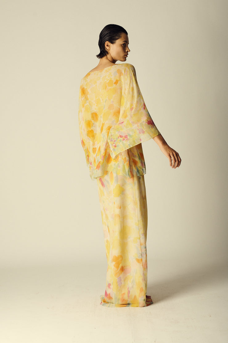 Halston Hand Painted Silk Chiffon Ensemble - Desert Vintage