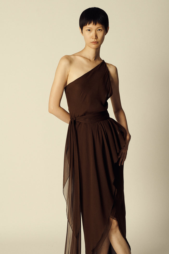 Halston Chiffon Bias Cut Dress - Desert Vintage