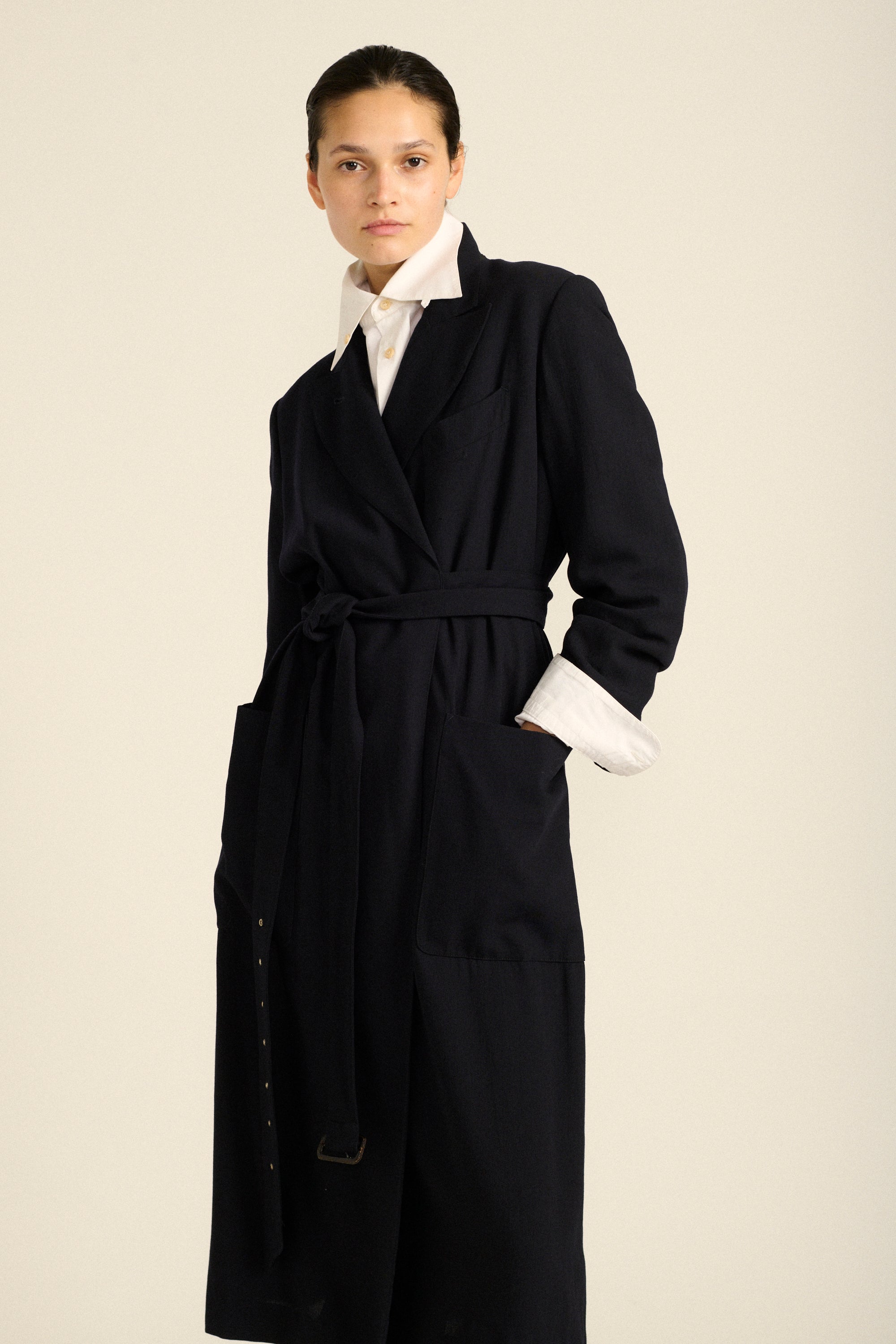 1990s JPG Wool Trench Coat - Desert Vintage