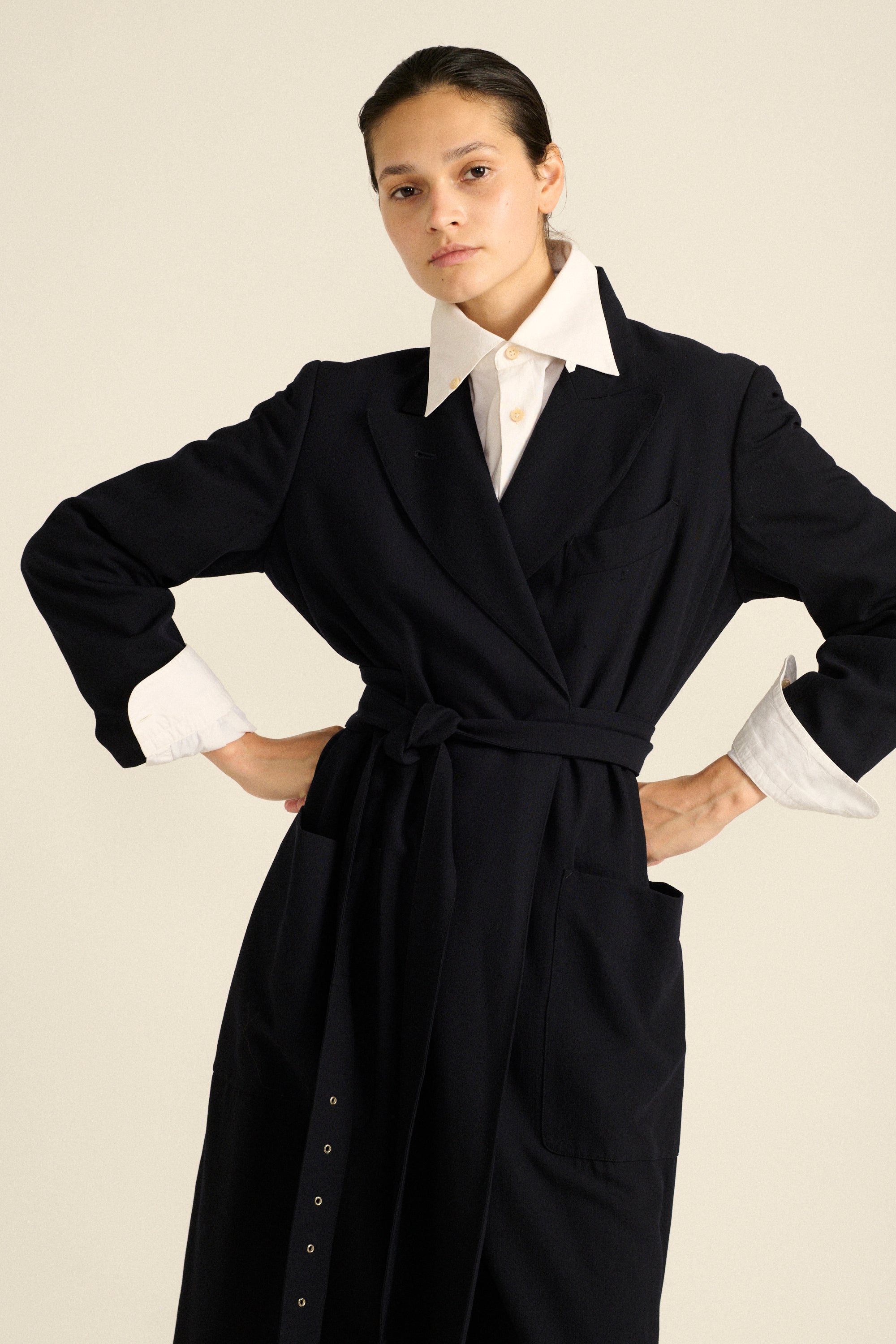 1990s JPG Wool Trench Coat - Desert Vintage