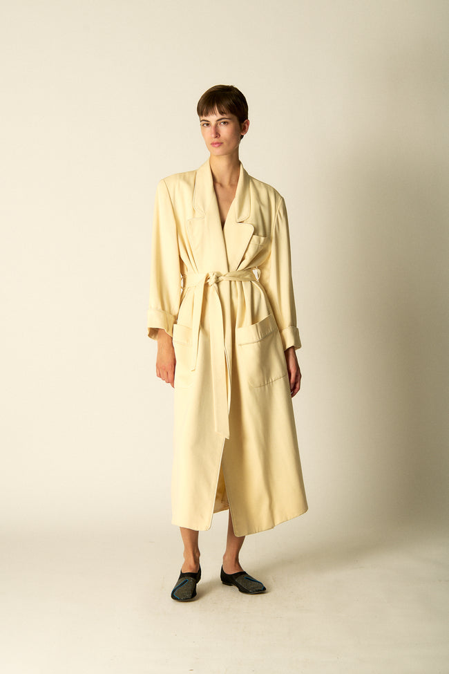 Vintage Cream Wool Trench - Desert Vintage