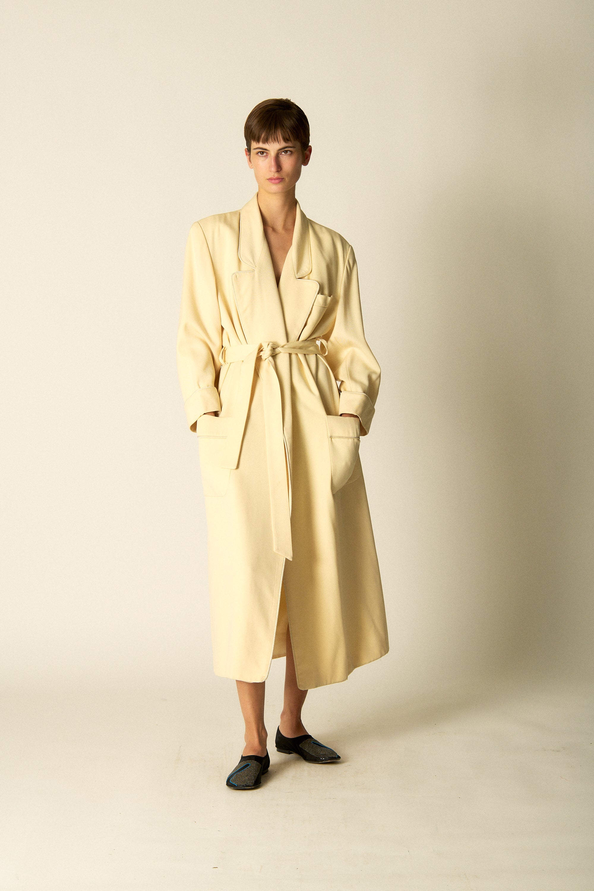 Vintage Cream Wool Trench - Desert Vintage