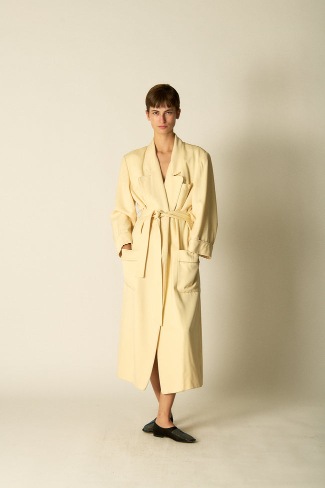 Vintage Cream Wool Trench - Desert Vintage