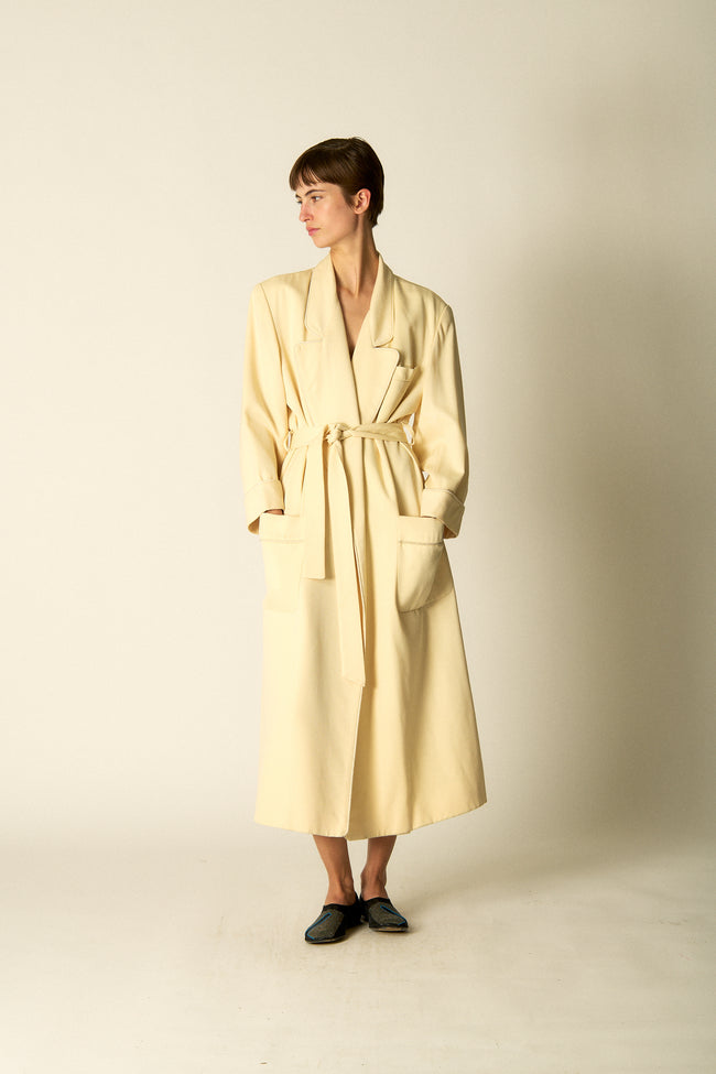 Vintage Cream Wool Trench - Desert Vintage