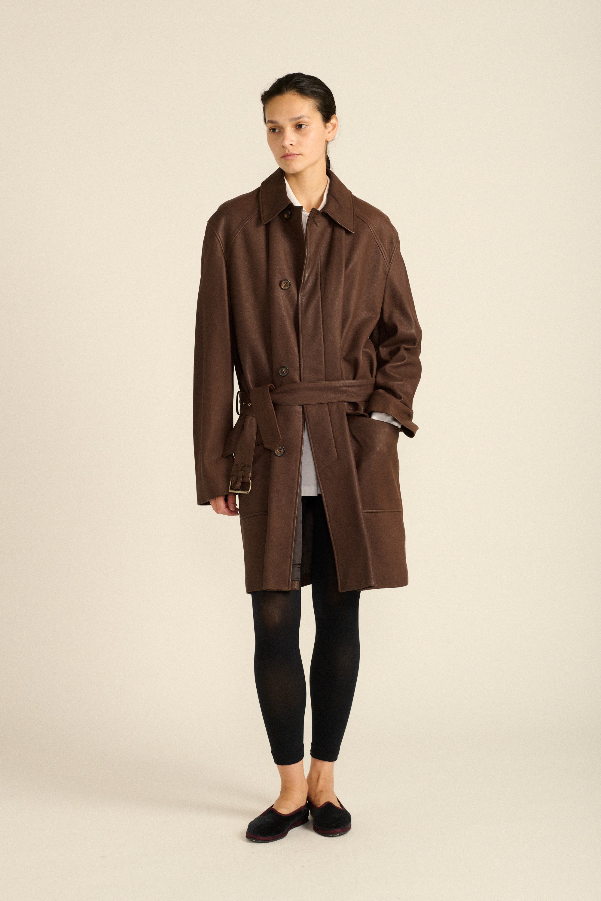 Hermès Brown Leather Coat - Desert Vintage