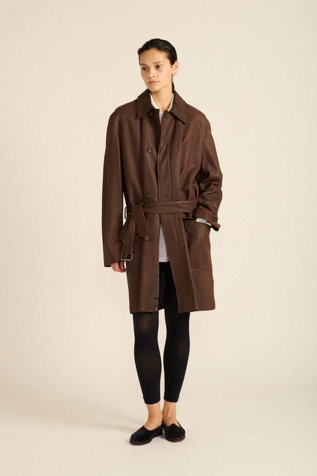 Hermès Brown Leather Coat - Desert Vintage