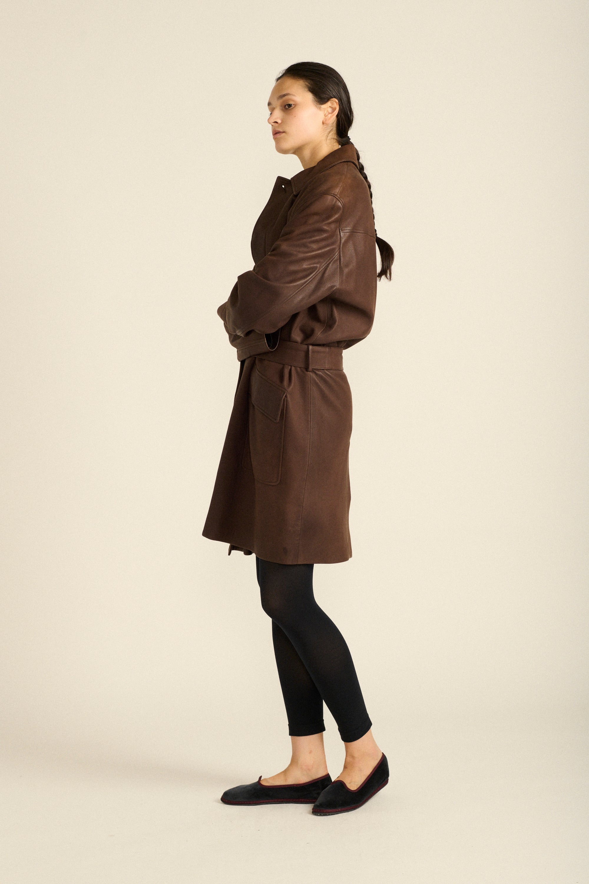 Hermès Brown Leather Coat - Desert Vintage