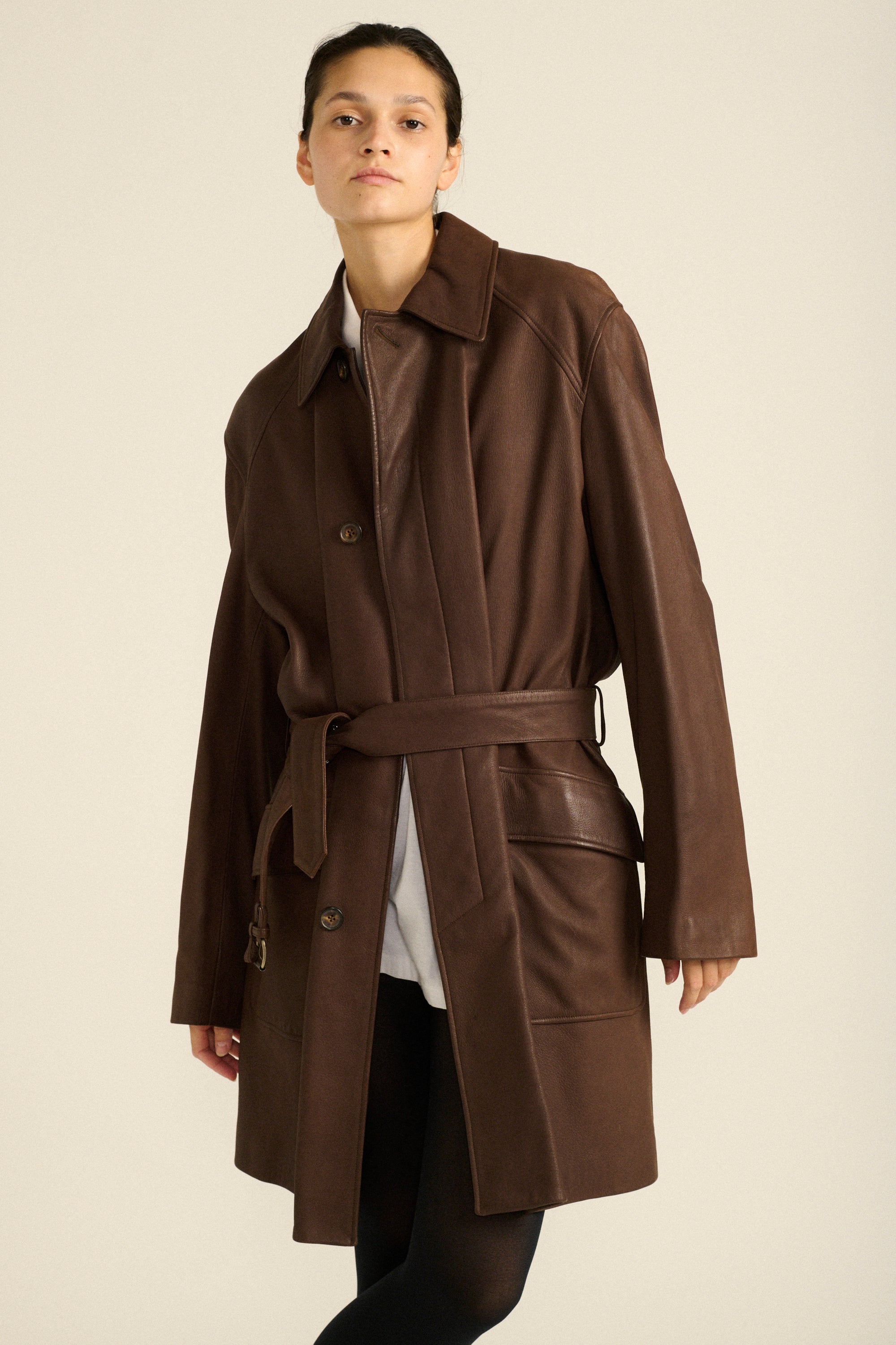 Hermès Brown Leather Coat - Desert Vintage