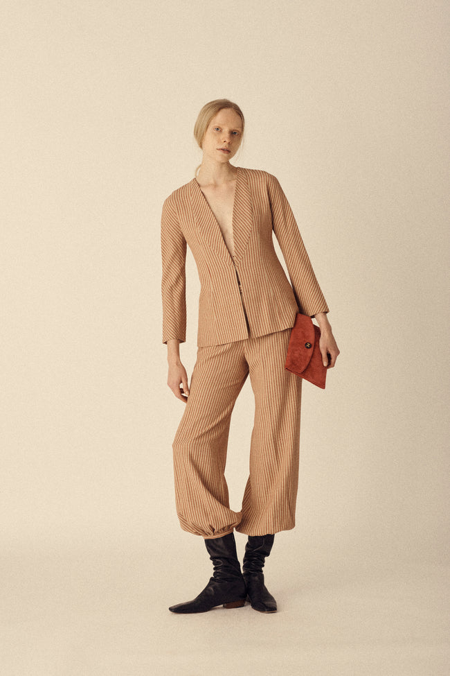 Red Stripe Wool Ensemble - Desert Vintage