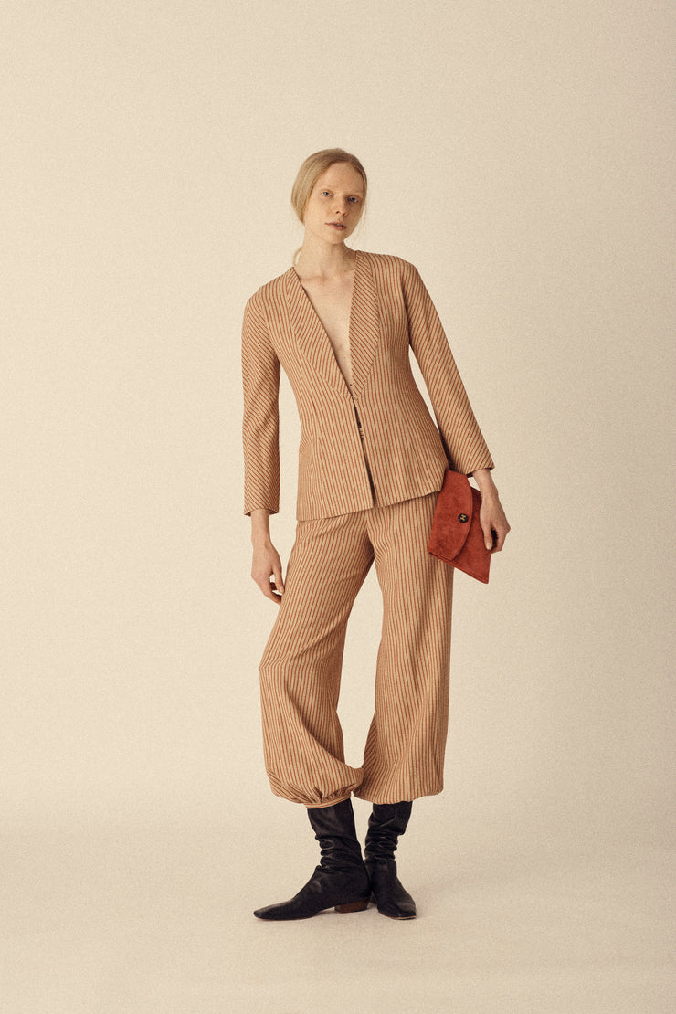 Red Stripe Wool Ensemble - Desert Vintage