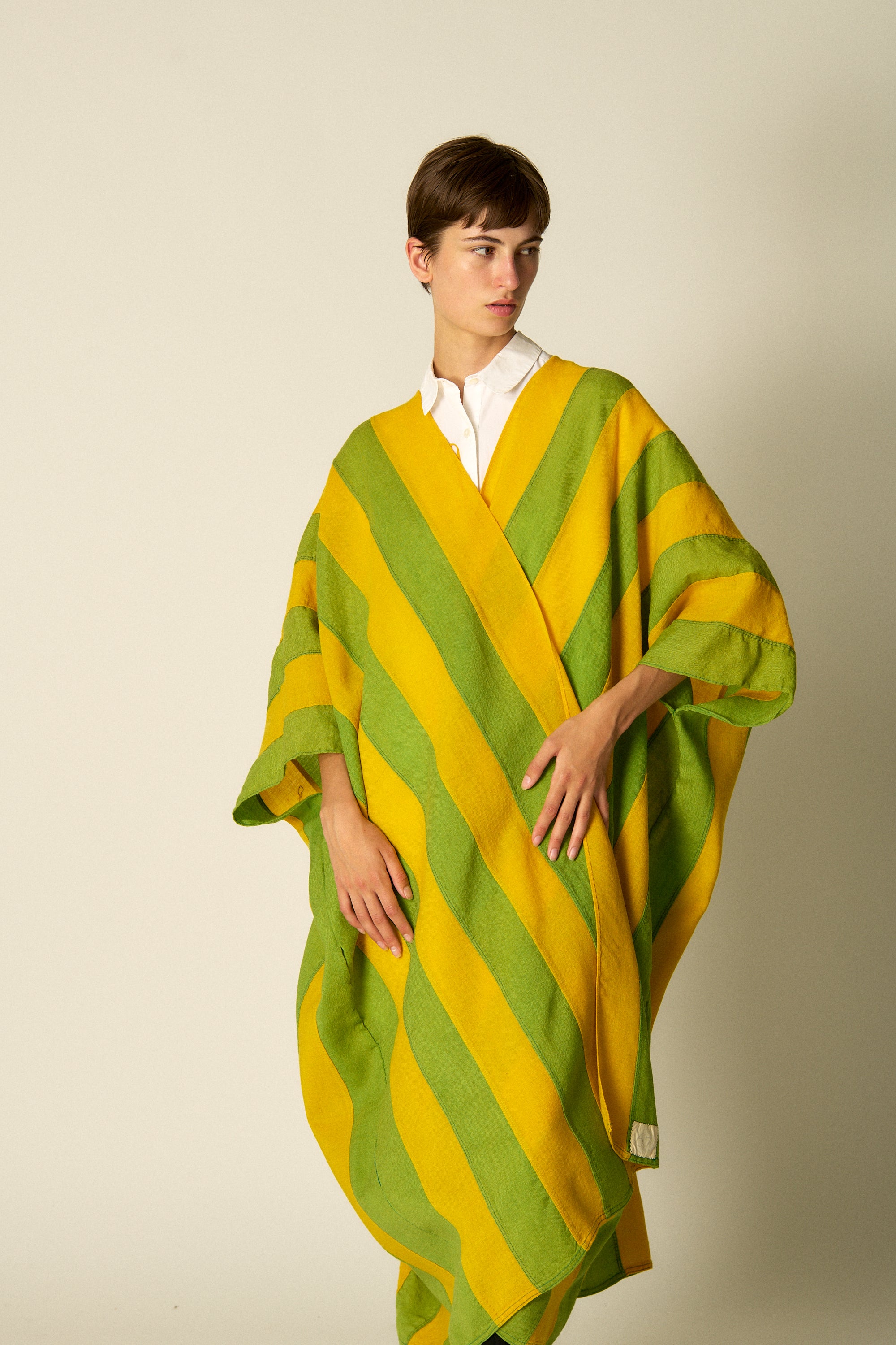 Yellow and Green Striped Caftan - Desert Vintage