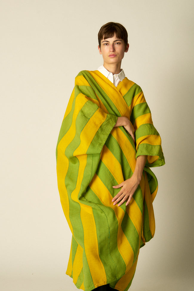 Yellow and Green Striped Caftan - Desert Vintage