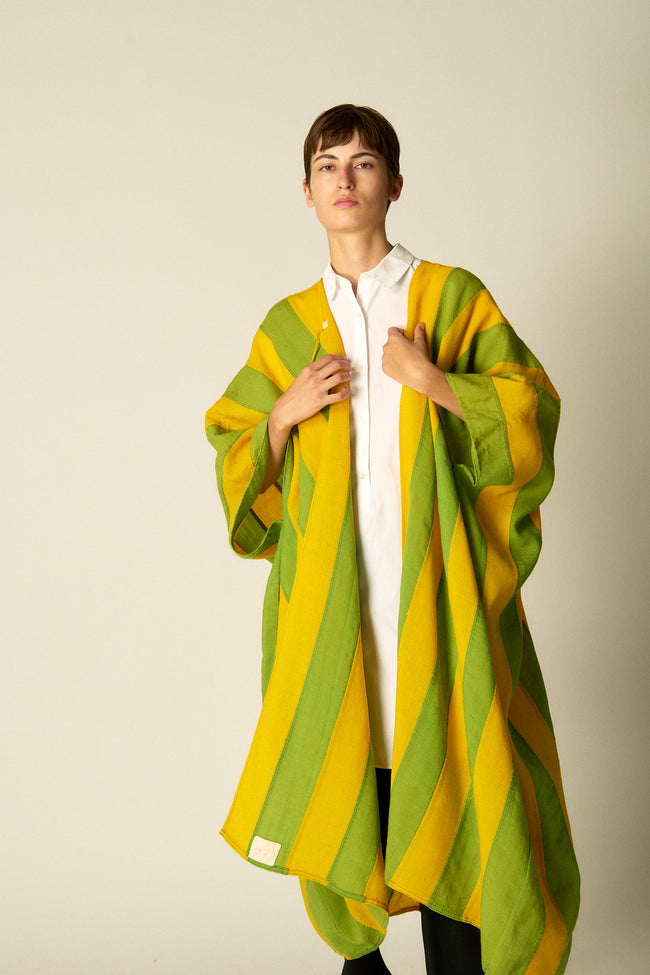 Yellow and Green Striped Caftan - Desert Vintage