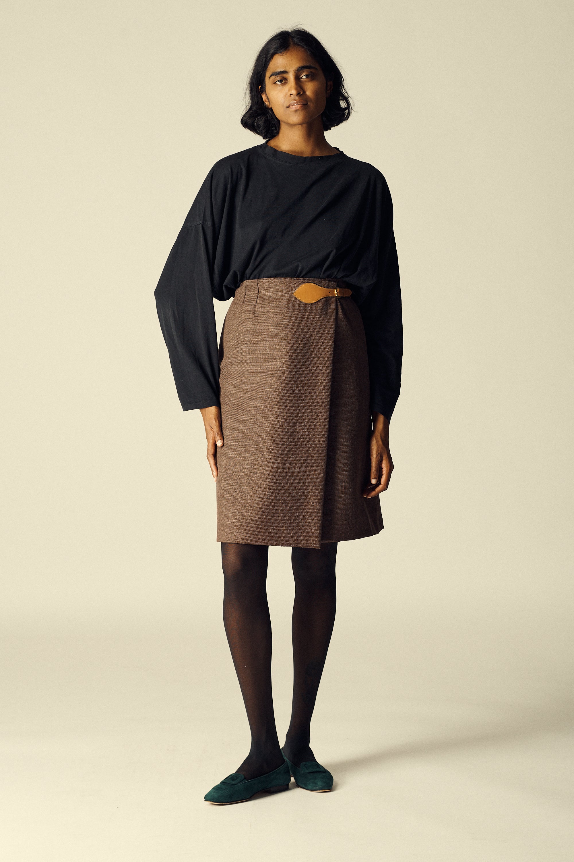 Hermès Belted Wool Skirt - Desert Vintage