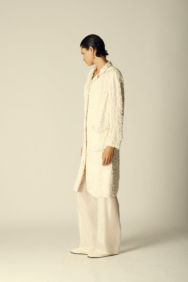 Ivory Beaded Silk Coat - Desert Vintage