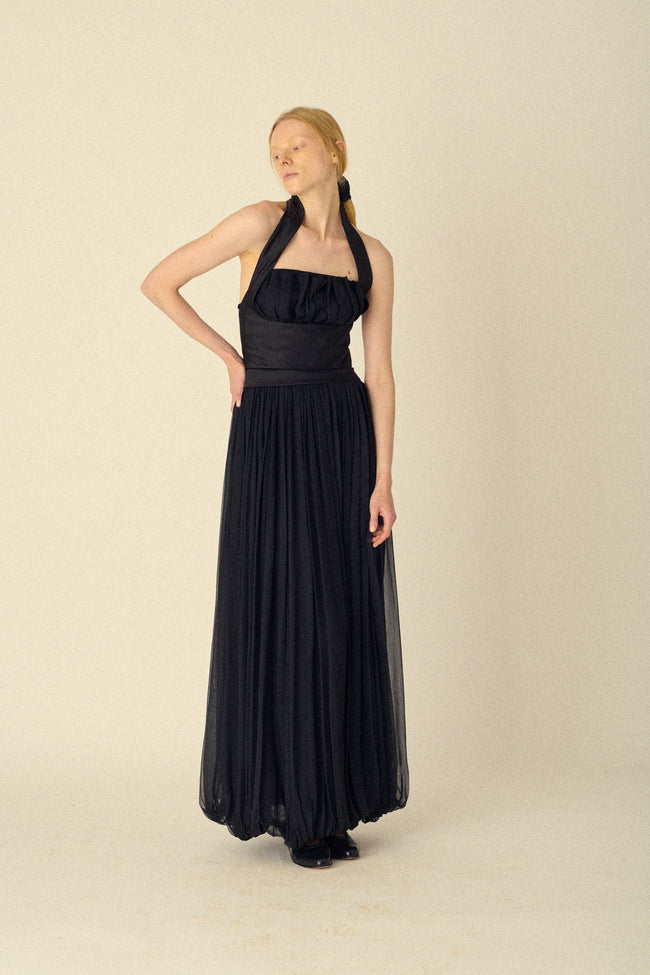 Ysl Black Silk Gown - Desert Vintage